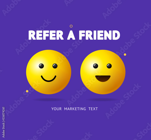 Realistic Detailed 3d Refer a Friend Concept Ad Poster Card. Vector