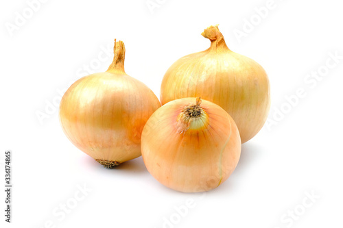 Natural fresh yellow onion isolated on white background