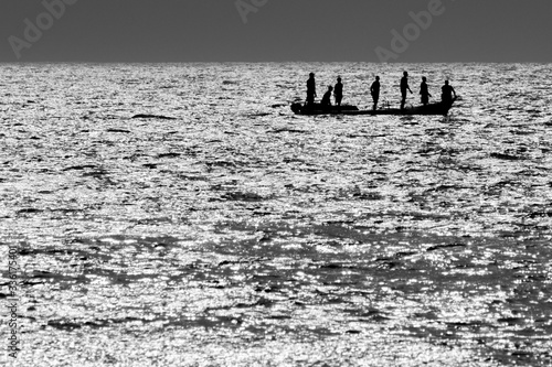 Fotografie, Obraz refugees people on boat on the the sea