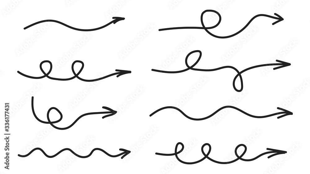 Set of black hand-drawn arrows. Vector illustration
Set of black hand-drawn arrows. Vector illustration