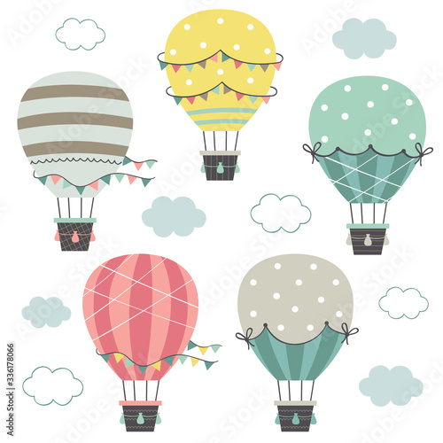 Fotografie, Obraz set of isolated hot air balloons part 1
  - vector illustration, eps
