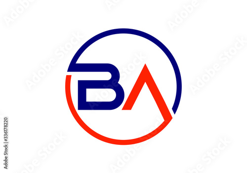 Free Download Elegant Circle Logo Featuring Interlocking Blue B and Red A Shapes Design Company - GFXLoad