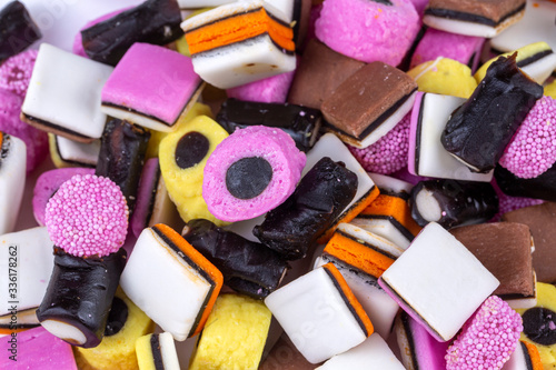 Licorice candy on the white...