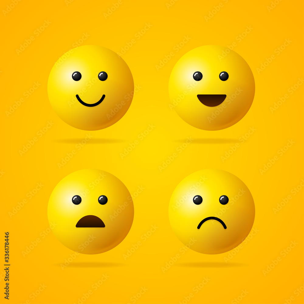 Realistic Detailed 3d Emoji Sign Set. Vector Realistic Detailed 3d Emoji Sign Set. Vector