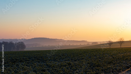 Sonnenaufgang über der Region Greiz bei Hohndorf