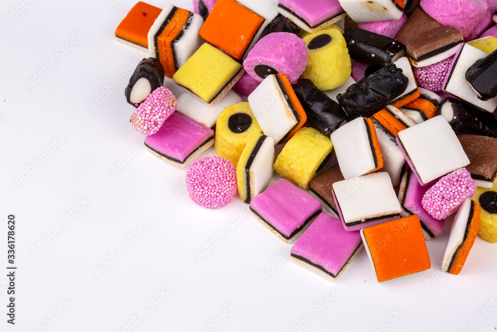 Licorice candy on the white background Licorice candy on the white background