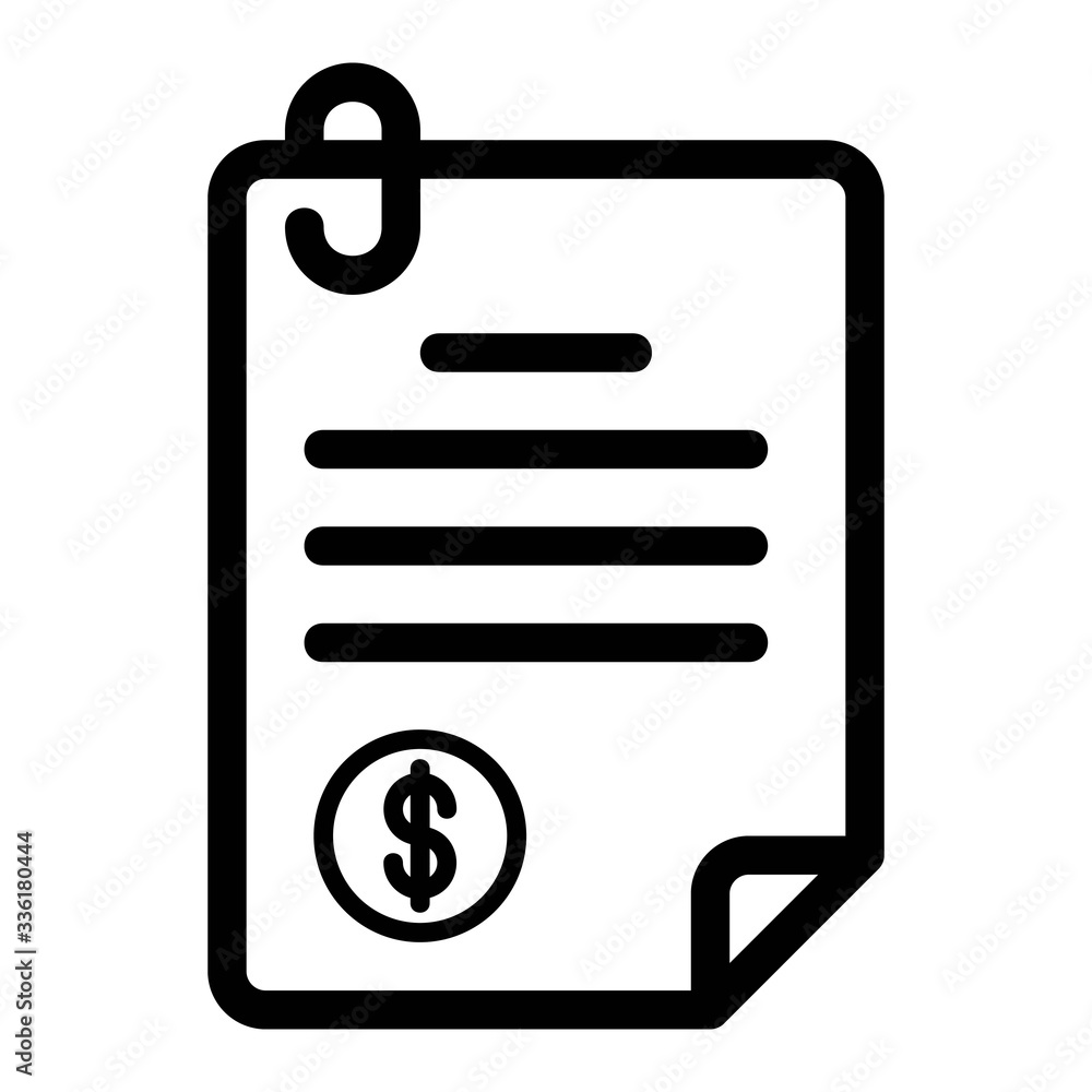 Bank receipt icon in line style. Sales, accounting report. Income statement, balance sheet symbol. Bank receipt icon in line style. Sales, accounting report. Income statement, balance sheet symbol.