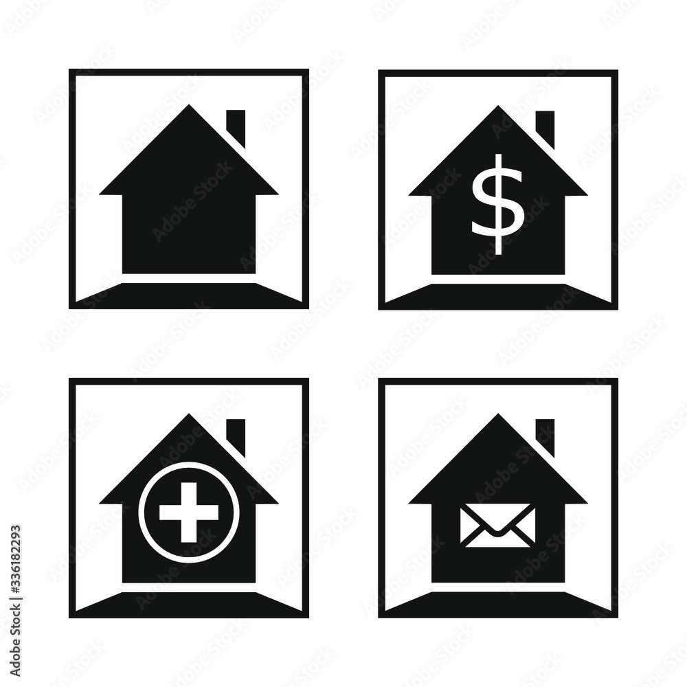 Minimalistic vector icons of houses for infographic's usage №2 Minimalistic vector icons of houses for infographic's usage №2