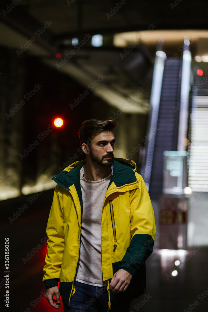 Man walking in subway station Man walking in subway station