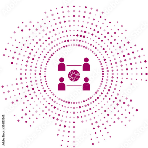 Purple Virus spread icon isolated on white background. Coronavirus infection infographics. Abstract circle random dots. Vector Illustration