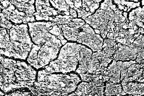 Grunge texture of cracked earth. Cracks in the ground, drought. Vector illustration. Overlay template.