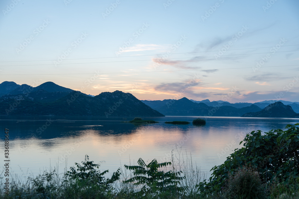 Skadar Lake at sunset. Montenegro.
