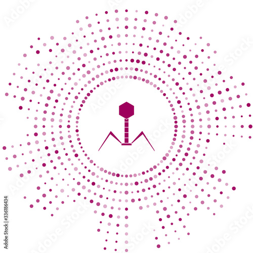 Purple Bacteria bacteriophage icon isolated on white background. Bacterial infection sign. Microscopic germ cause diseases concept. Abstract circle random dots. Vector Illustration