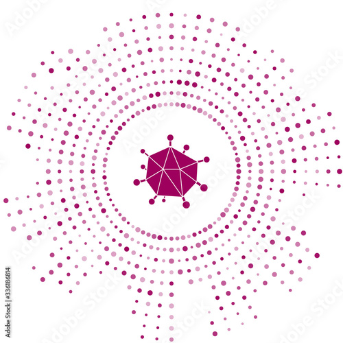 Purple Virus icon isolated on white background. Corona virus 2019-nCoV. Bacteria and germs, cell cancer, microbe, fungi. Abstract circle random dots. Vector Illustration