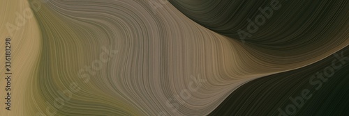 elegant artistic designed horizontal header with pastel brown, very dark green and dark khaki colors. fluid curved flowing waves and curves