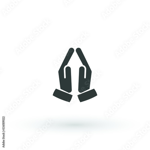 Hands folded in prayer icon. Flat hands folded in prayer vector icon for web design isolated on white background