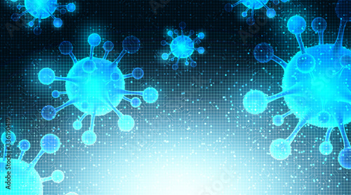 Light Coronavirus 2019-nCoV Outbreak on Technology background,medical healthcare and microbiology concept,Design for COVID-19 outbreaking.