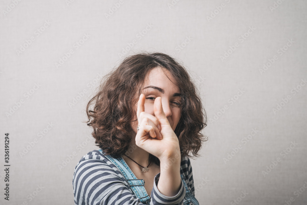 girl shows something invisible girl shows something invisible