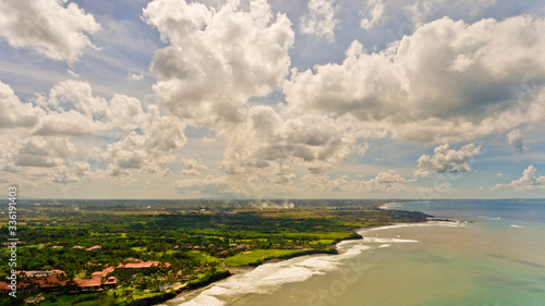 Beautiful view of the sea landscape. Aerial view. Tanah lot, Bali, Indonesia.