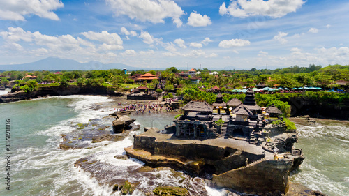 Beautiful view of the sea landscape. Aerial view. Tanah lot, Bali, Indonesia.