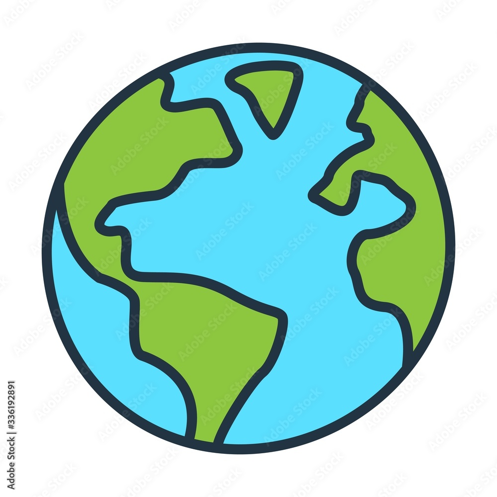 Green Earth icon in flat style. Planet ecology sign. Green Earth icon in flat style. Planet ecology sign.