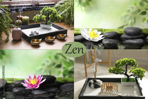 Collage of beautiful photos. Zen and harmony