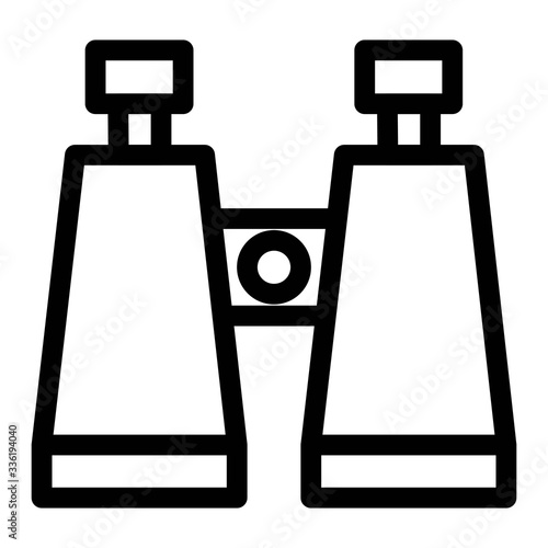 Binocular icon in line style. Travel, military equipment. Discovery, search, spying tool sign.