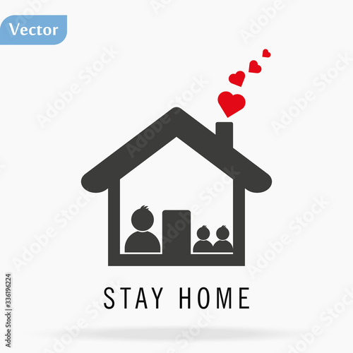 Stay Home icon. Staying at home during a pandemic print. Home Quarantine illustration.