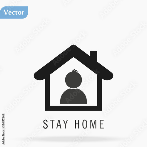 Stay Home icon. Staying at home during a pandemic print. Home Quarantine illustration.
