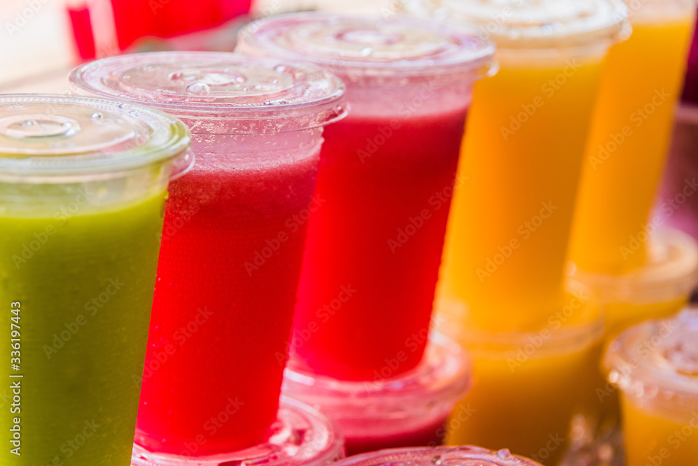 Fresh fruit juice for sale on the street Fresh fruit juice for sale on the street