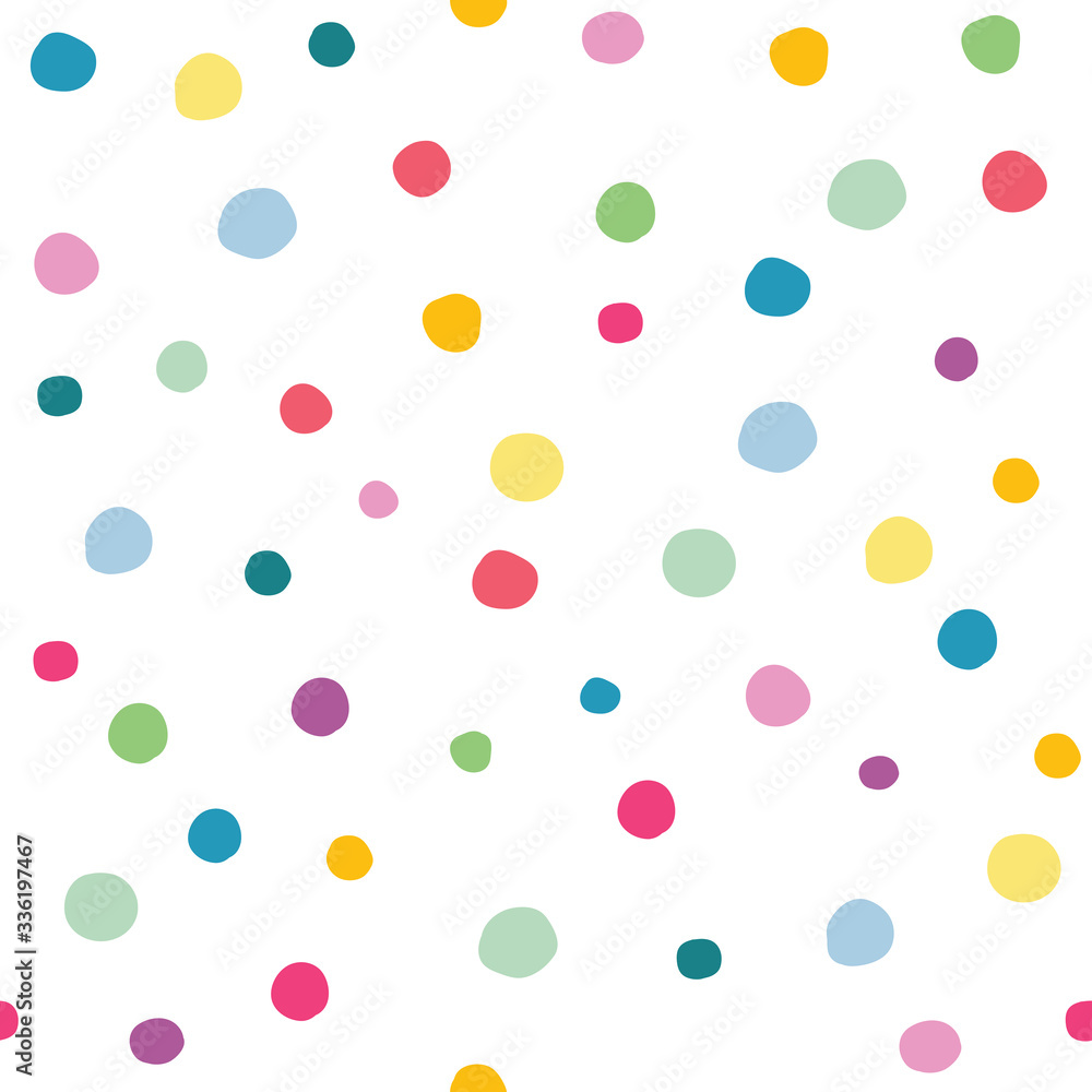 Cute and fun seamless pattern with imperfect colorful dots, pastel palette Cute and fun seamless pattern with imperfect colorful dots, pastel palette