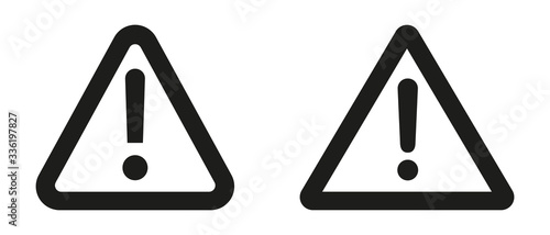 Exclamation of warning attention icon. White attention warning triangle alert set .Danger warning attention hazard sign.Vector icon .