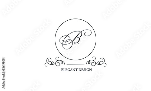 Elegant elegant logo with letter B. Design of simple monogram of business sign, restaurant, royalty, boutique, cafe, hotel.