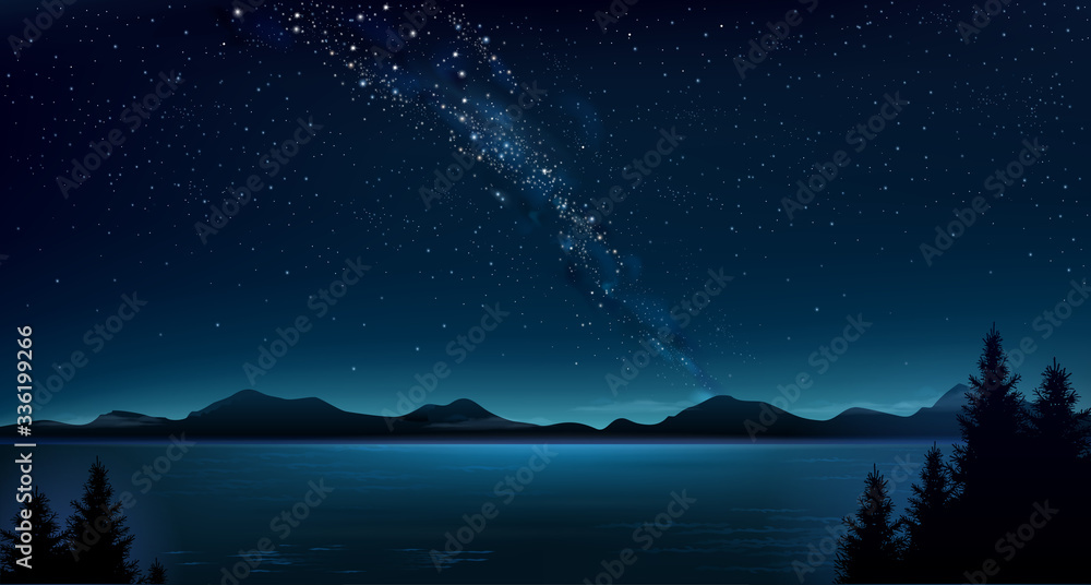 Night mountain landscape and the Milky Way Night mountain landscape and the Milky Way