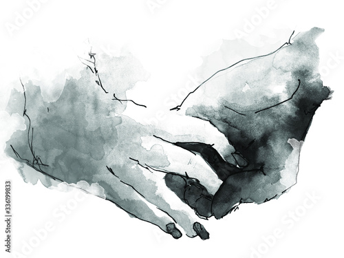 Loving couple holds hands