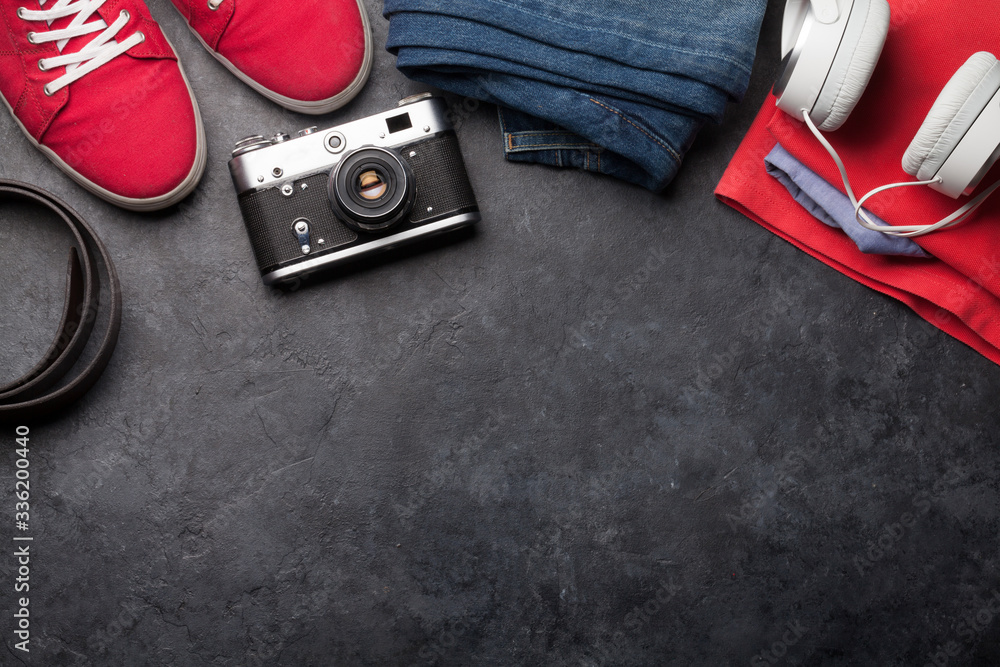 Clothing and accessories. Urban outfit for everyday or travel Clothing and accessories. Urban outfit for everyday or travel