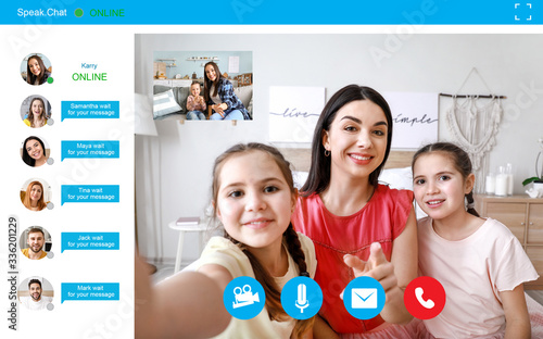 Family video chatting with ...