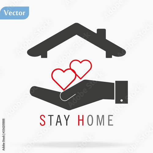 Stay Home icon. Staying at home during a pandemic print. Home Quarantine illustration.