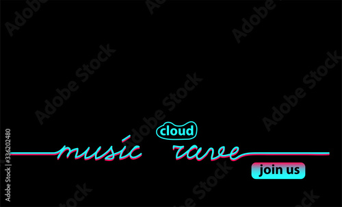 Wallpaper Mural Music cloud rave black web banner, background with tiktok colors. Lettering Online concert and join button. Minimalist black background for tik tok. Torontodigital.ca