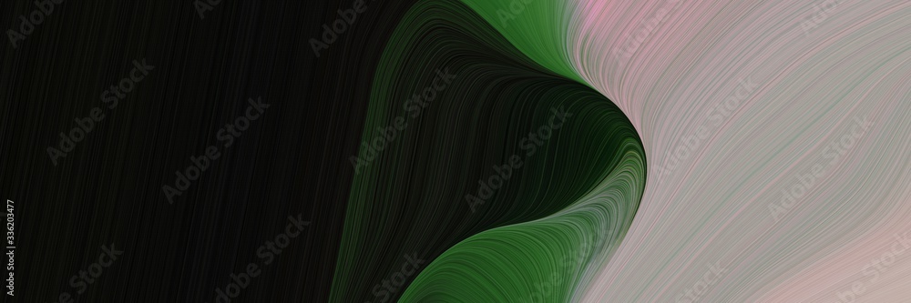 Fototapeta premium elegant surreal banner design with very dark green, dark gray and dark olive green colors. fluid curved lines with dynamic flowing waves and curves