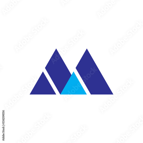 M or AA letter mountain logo design vector