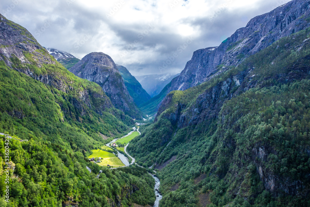 Fototapeta premium clouds over Stalheim pass in Norway