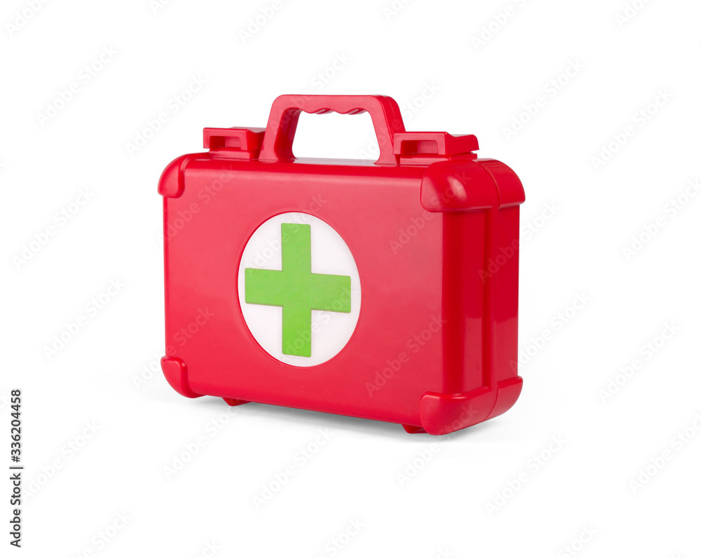 Obraz premium First aid kit box isolated on white background