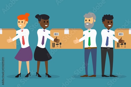 Vector delivery concept with workers
