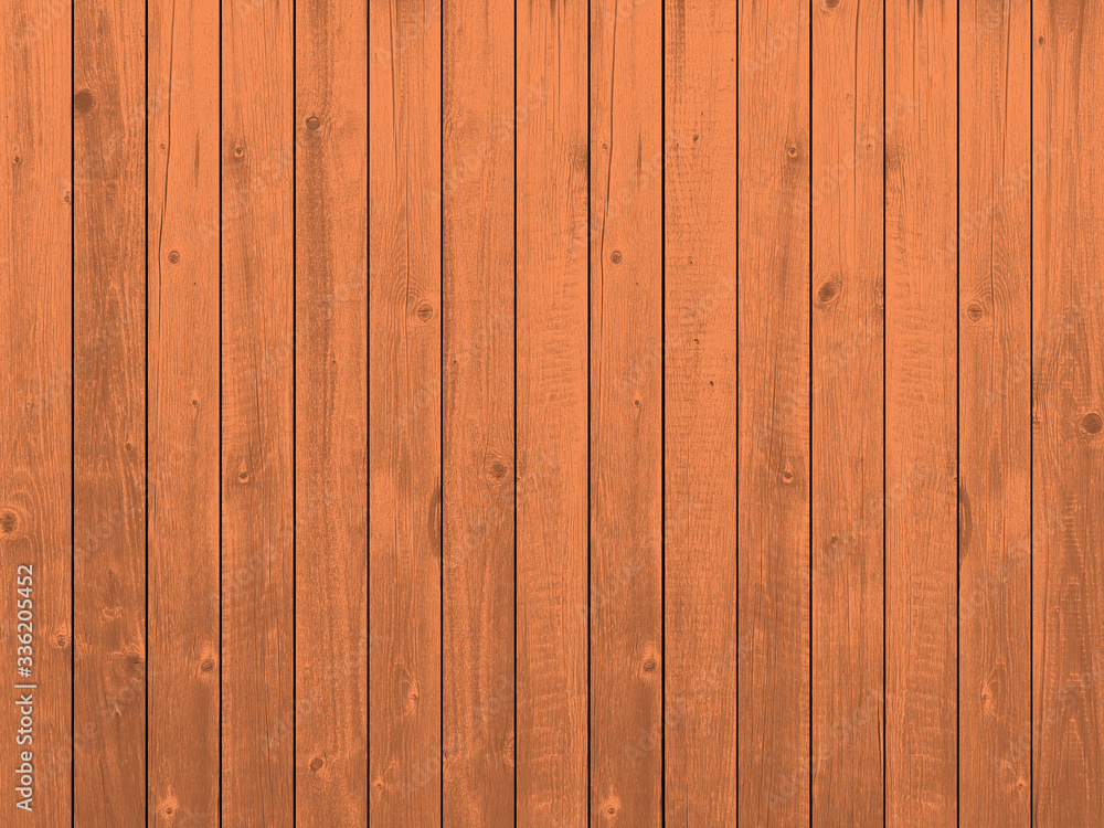 Naklejka premium Orange background wooden planks board texture.