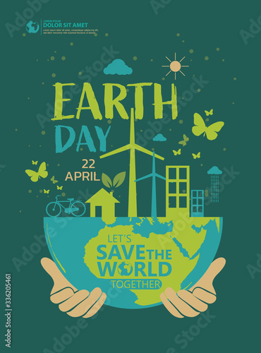 Happy Earth Day Banner/ Illustration of a happy earth day banner, for environment safety celebration