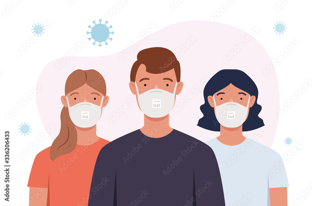 Group of people wearing medical masks Group of people wearing medical masks
