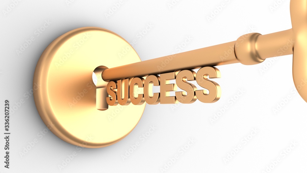 Key to Success and a keyhole isolated on white. 3D-rendering. Key to Success and a keyhole isolated on white. 3D-rendering.