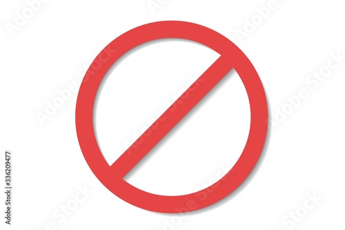 Red ban sign. Forbidden symbol. Flat icon. Vector Illustration isolated on white background.