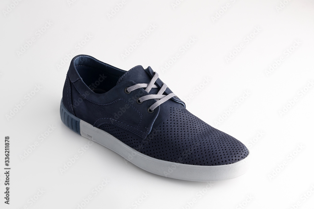 Blue men shoes isolated on white background. Blue men shoes isolated on white background.